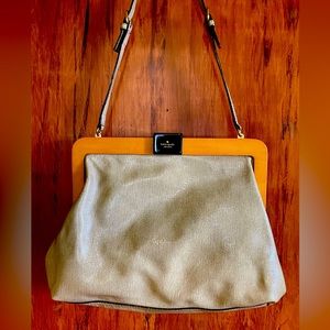 Kate Spade Wood Frame Shoulder Bag | Taupe/ Light Grey